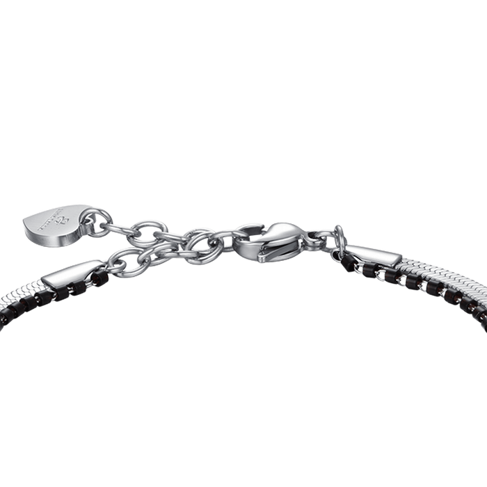 BRACCIALE DONNA IN ACCIAIO CON CORNO ED ELEMENTI NERI