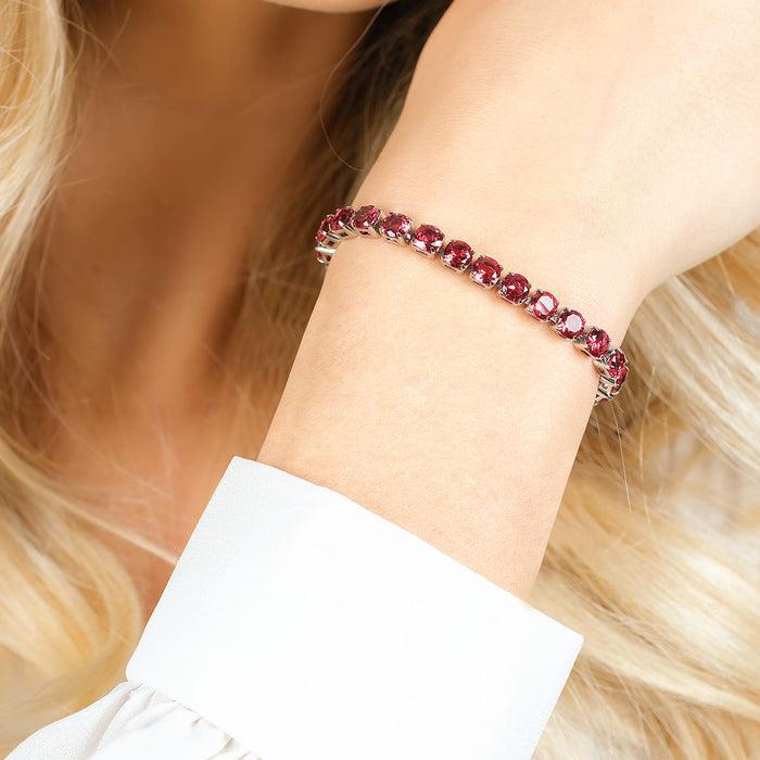 BRACCIALE TENNIS DONNA IN ACCIAIO CON CRISTALLI FUCSIA