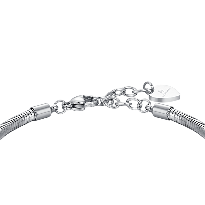 BRACCIALE DONNA IN ACCIAIO CON FIORE DELLA VITA E CRISTALLI BIANCHI