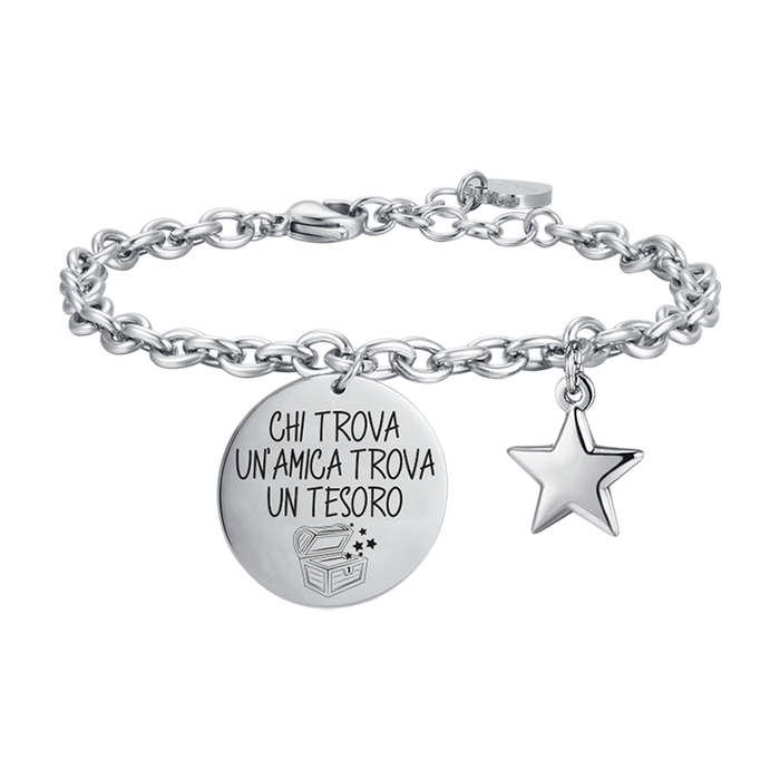 BRACCIALE DONNA IN ACCIAIO CHI TROVA UN'AMICA TROVA UN TESORO