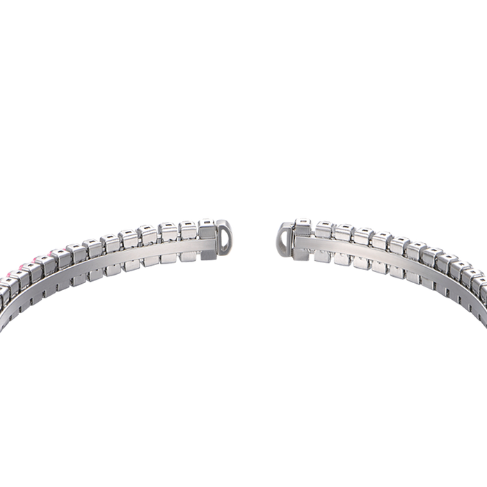 BRACCIALE DONNA IN ACCIAIO CON CRISTALLI ROSA