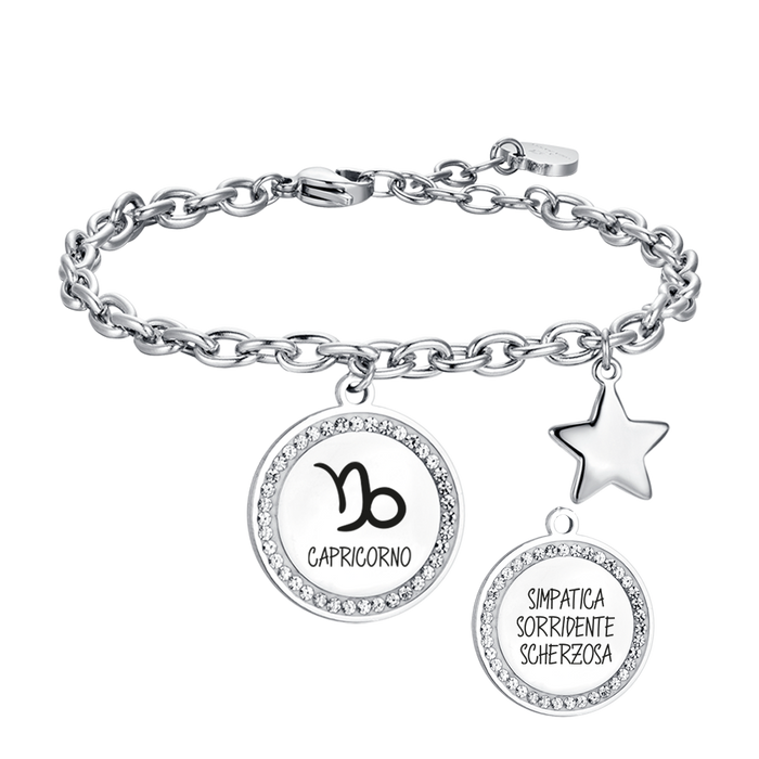 BRACCIALE DONNA IN ACCIAIO SEGNO ZODIACALE CAPRICORNO PIASTRA
