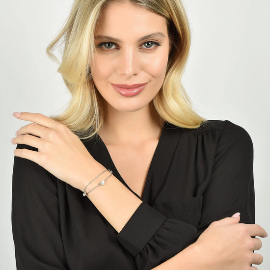 BRACCIALE DONNA IN ACCIAIO CON CUORE E CRISTALLO BIANCO