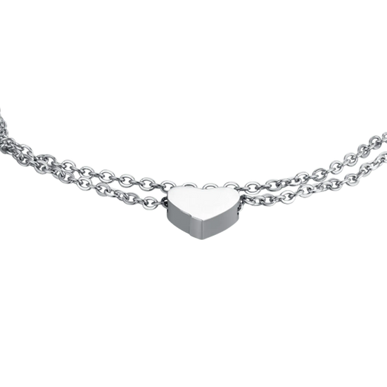 BRACCIALE DONNA IN ACCIAIO CON CUORE E CRISTALLO BIANCO