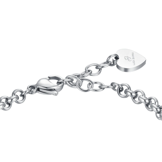 BRACCIALE DONNA IN ACCIAIO CON CUORI TRAFORATI E CRISTALLI BIANCHI