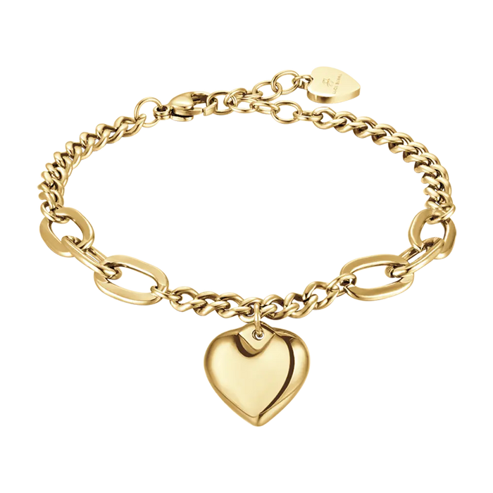 BRACCIALE DONNA IN ACCIAIO DORATO CON CUORE PIENO