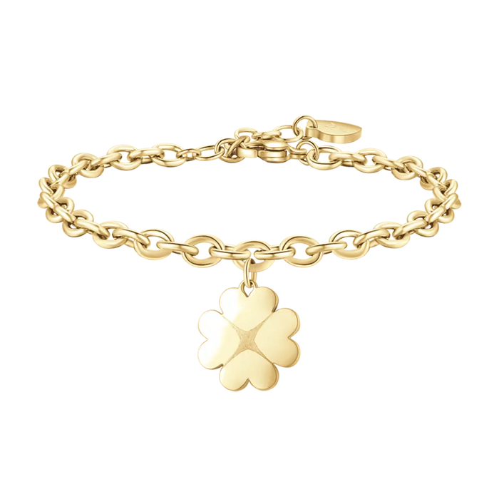 BRACCIALE DONNA IN ACCIAIO DORATO CON QUADRIFOGLIO