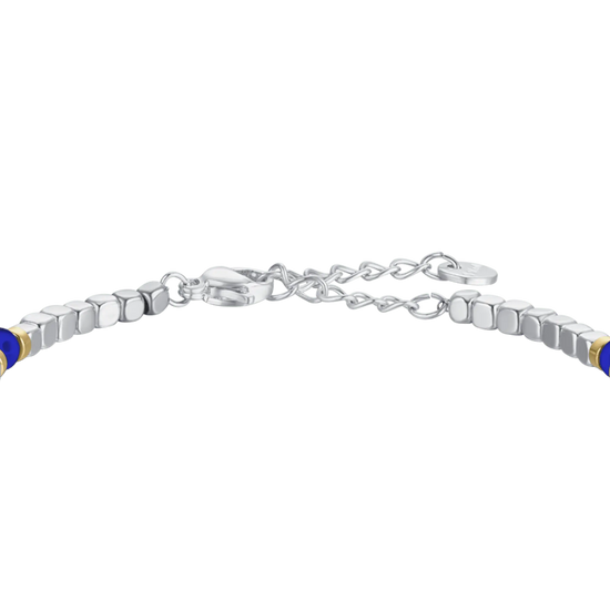 BRACCIALE UOMO IN ACCIAIO CON PIETRE BLU ED ELEMENTI IP GOLD