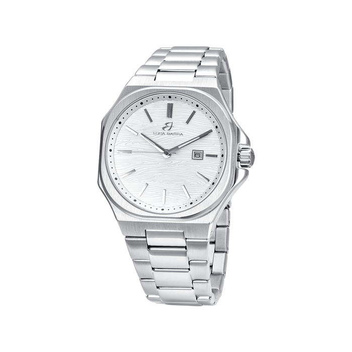 OROLOGIO UOMO IN ACCIAIO QUADRANTE BIANCO, DETTAGLI SILVER