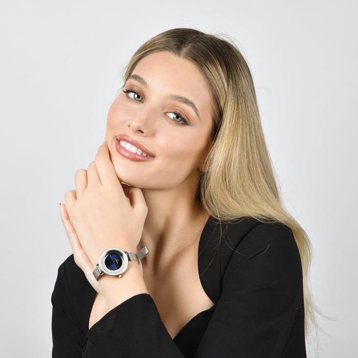 OROLOGIO DONNA CON CASSA IN ACCIAIO GHIERA IN CERAMICA BIANCA