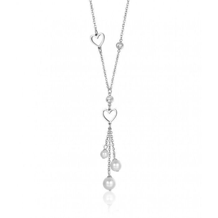 Collana Con Cuori E Perle Bianche