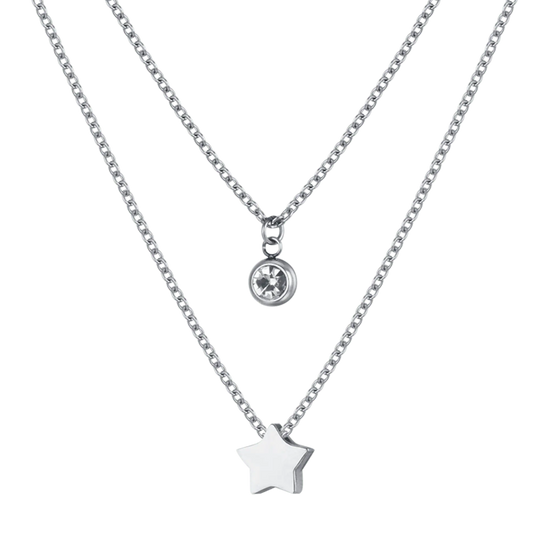 COLLANA DONNA IN ACCIAIO CON STELLA E CRISTALLO BIANCO
