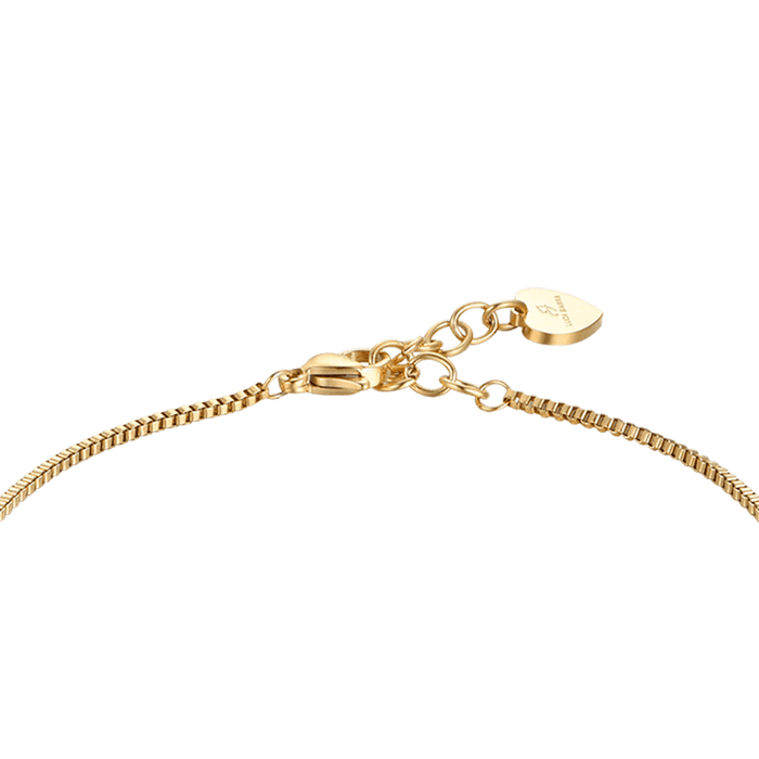 CAVIGLIERA DONNA IN ACCIAIO IP GOLD CON CRISTALLI BIANCHI E SFERE