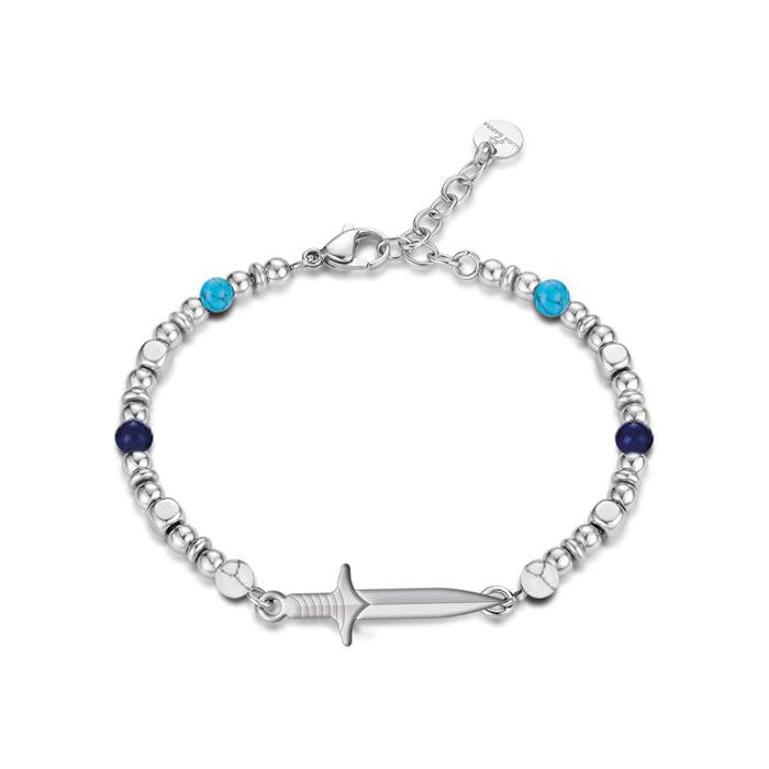 Bracciale In Acciaio Con Pietre Multicolor E Spada