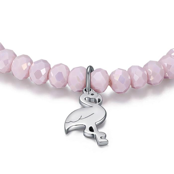 Bracciale Con Cristalli Rosa E Fenicottero
