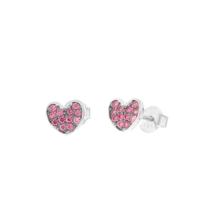 Orecchini in Argento 925 a forma di cuore impreziositi da zirconi fucsia