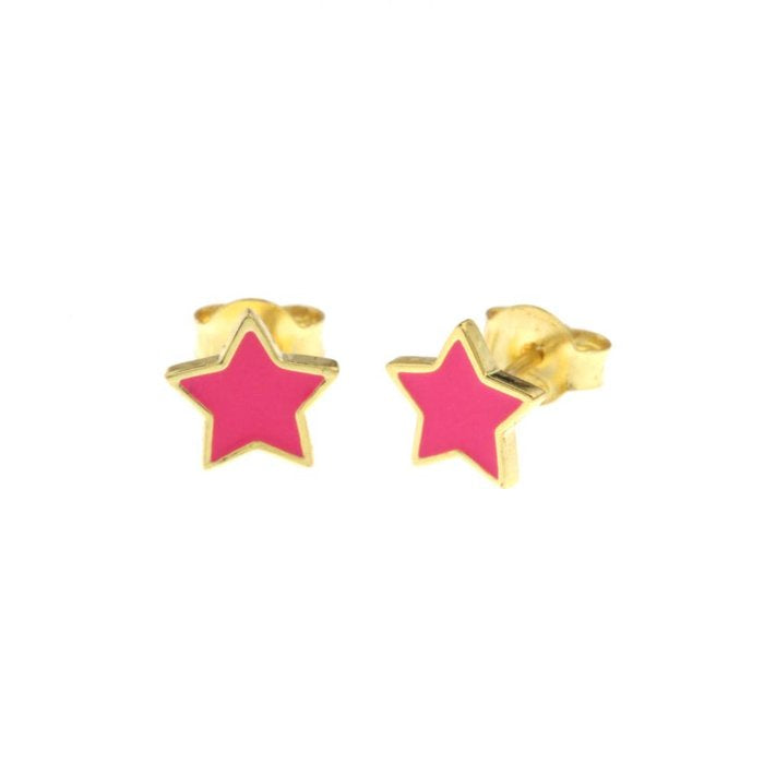 Orecchini in Argento 925 a stella con smalto fucsia