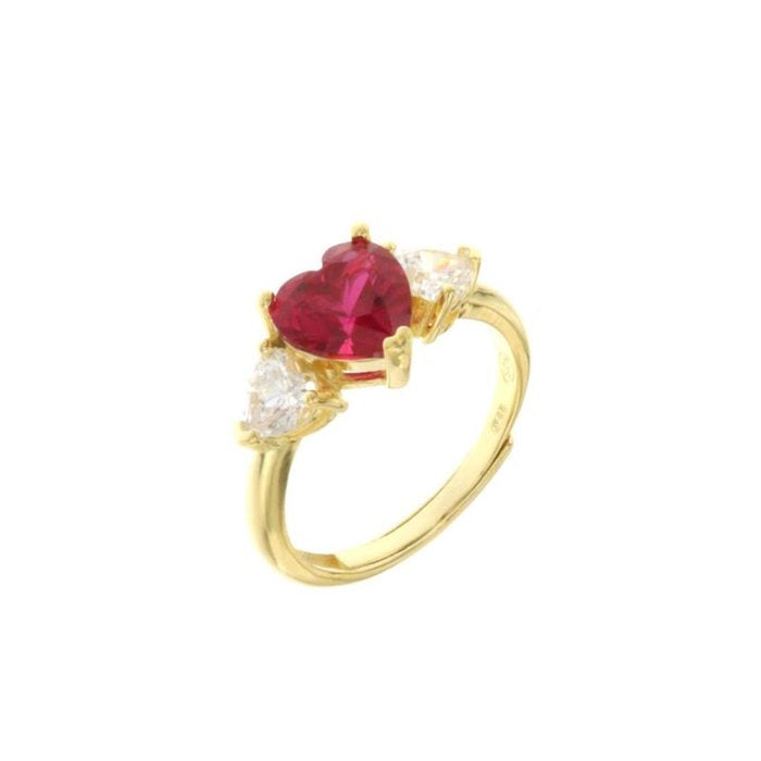 Anello in Argento 925 con cuori in zirconi bianchi e rossi