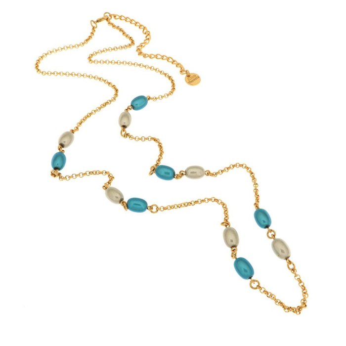 Collana in Metallo con cristalli di colore blu ispirati al vetro di Murano