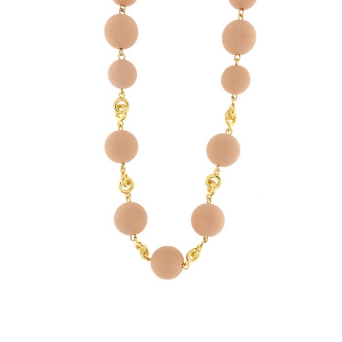 Collana in Metallo con pietre rosa cipria
