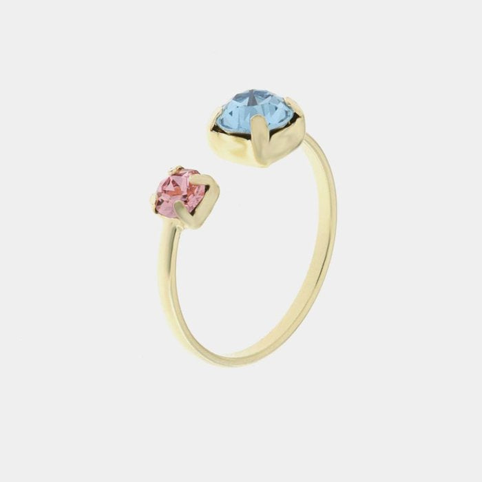 Anello in Argento 925 con cristalli rosa e azzurro