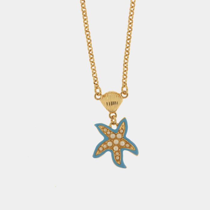 Collana in Metallo con stella marina azzurra