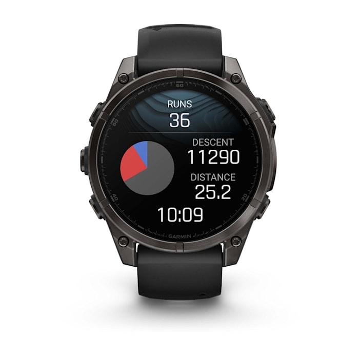 Fēnix® 8 - 47 mm, AMOLED, Sapphire, Titanio, Carbon Gray DLC con cinturino in silicone Black/pebble grey