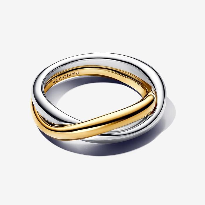 Anello Fascia Intrecciata Bicolore