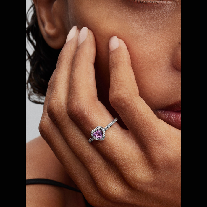 Anello Cuore in Rilievo Viola