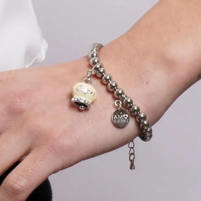Bracciale in Acciaio Campanella Portafortuna Sole di Capri - colore Pale Banana