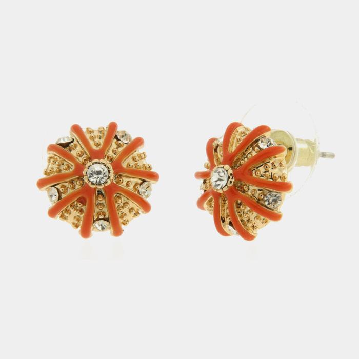 Orecchini in Metallo a lobo con ricci arancio
