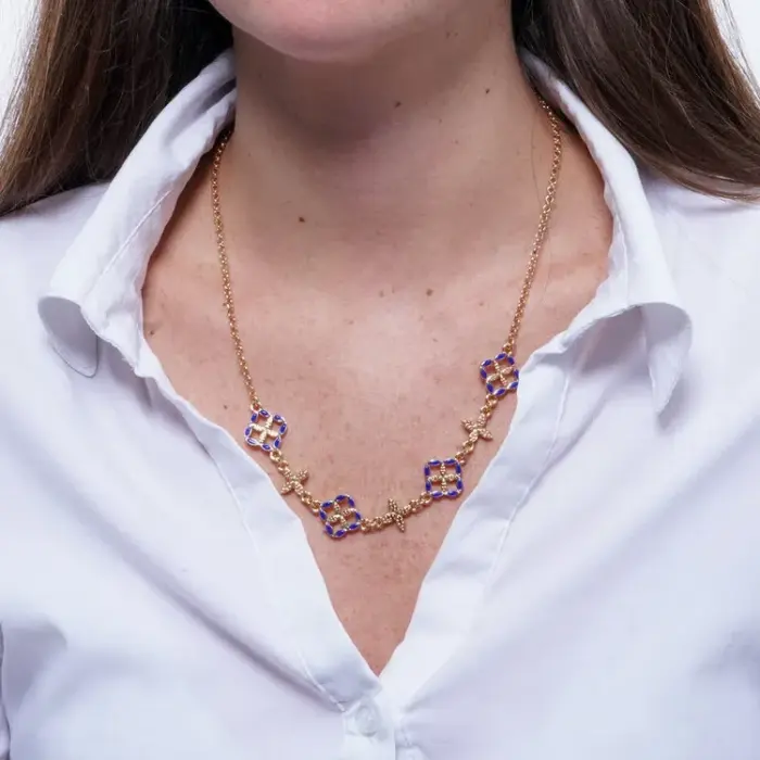 Collana in Metallo maiolica blu