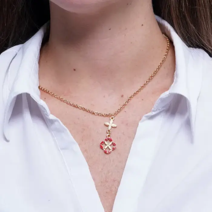 Collana in Metallo maiolica rossa