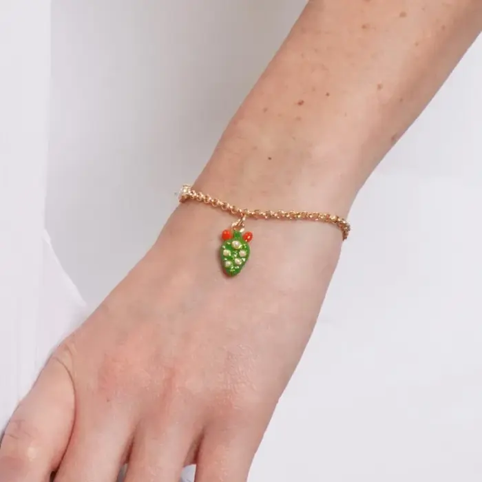 Bracciale in Metallo fico d'india con margherita