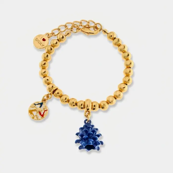 Bracciale in Metallo con pigna blu
