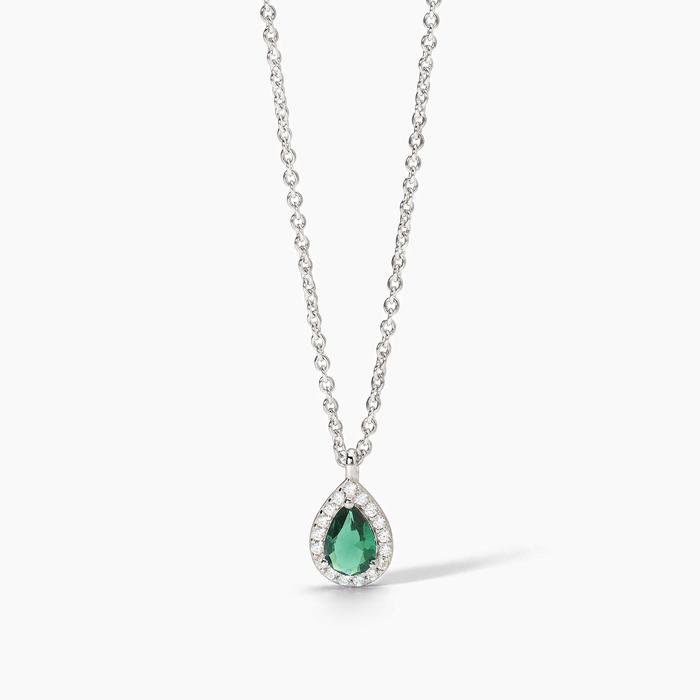 Girocollo in argento con smeraldo sintetico e zirconi COOL OR RÉTRO?