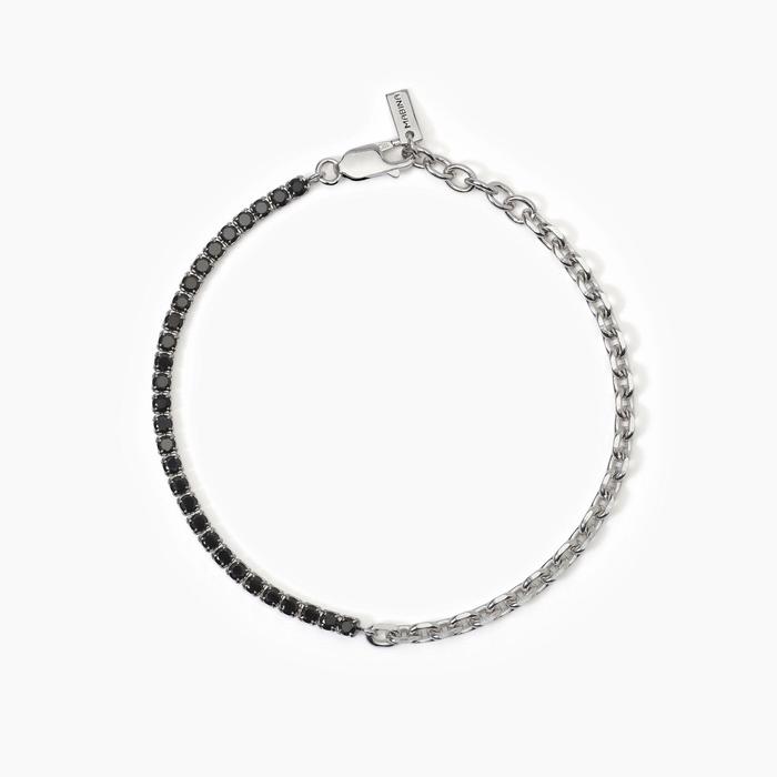 Bracciale in argento mix tennis e catena TWINS