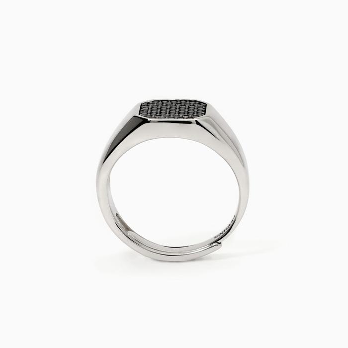 Anello uomo in argento con zirconi neri Primo Capitano