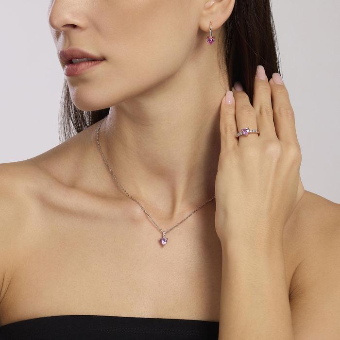 Orecchini in argento placcato oro rosa con tormalina sintetica Rouge