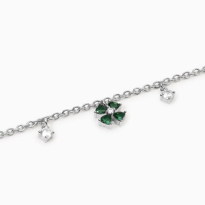 Bracciale in argento con quadrifoglio Cercami