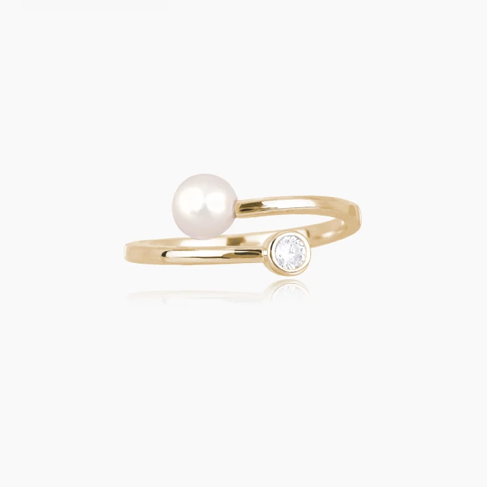 ANELLO CONTRARIÉ PERLA E PUNTO LUCE