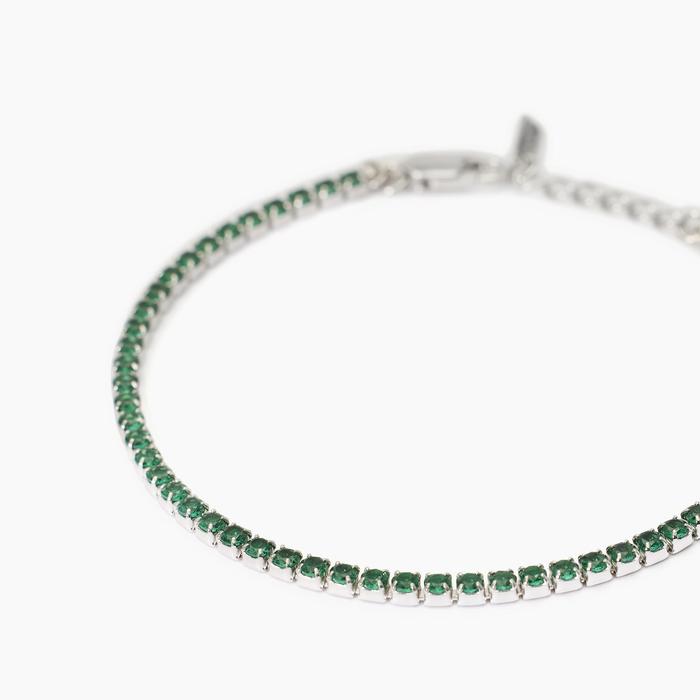 Bracciale tennis uomo con smeraldi sintetici Mini Tennis