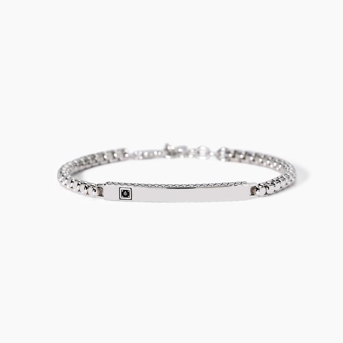 Bracciale uomo con zircone e piastra Beniamino