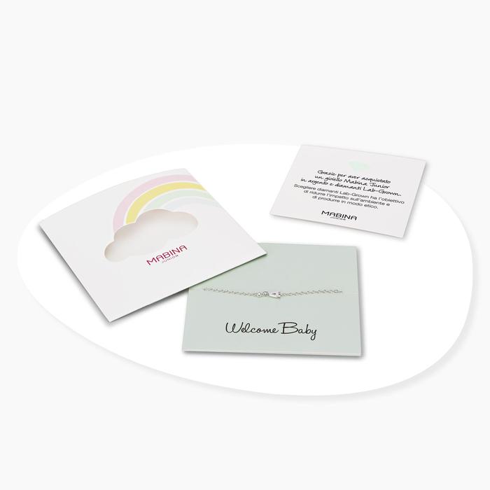 Bracciale neonato con lettera M e diamante Lab-Grown Welcome Baby