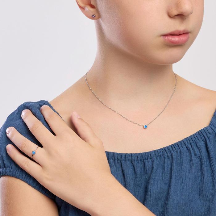 Girocollo da bambina con zircone azzurro Shiny