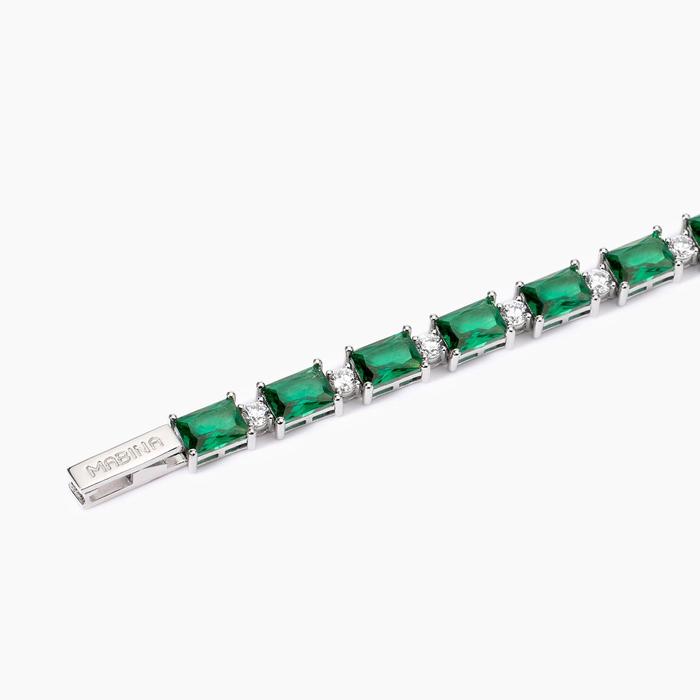 Bracciale in argento con smeraldi sintetici Battito