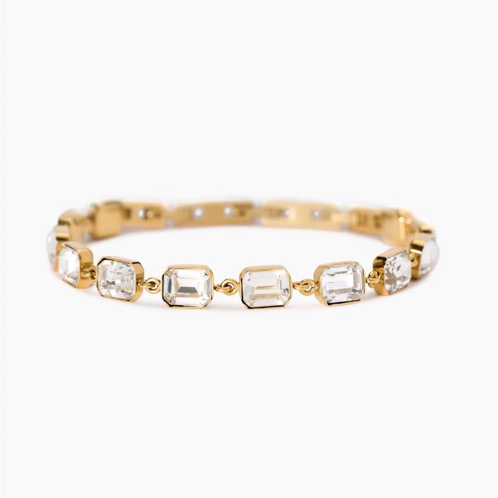 Bracciale dorato con cristalli bianchi