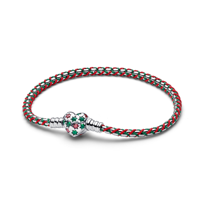 Bracciale Intreccio Tessuto Verde e Rosso