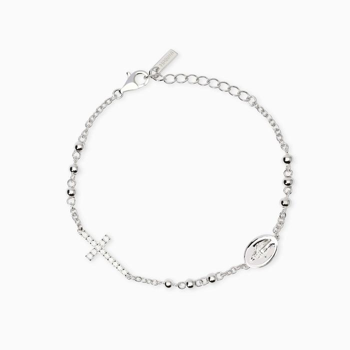 Bracciale con croce e Madonnina Rosario