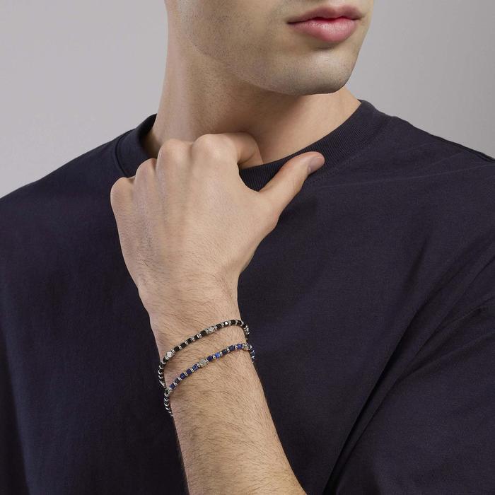 Bracciale da uomo in argento e agata nera California